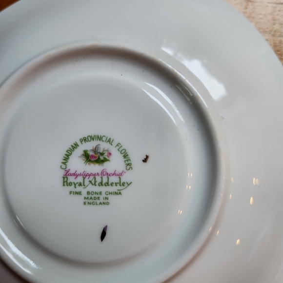 ROYAL ADDERLEY Canadian Provincial Flowers LADYSLIPPER Saucer  Only Bone China - Picture 12 of 12